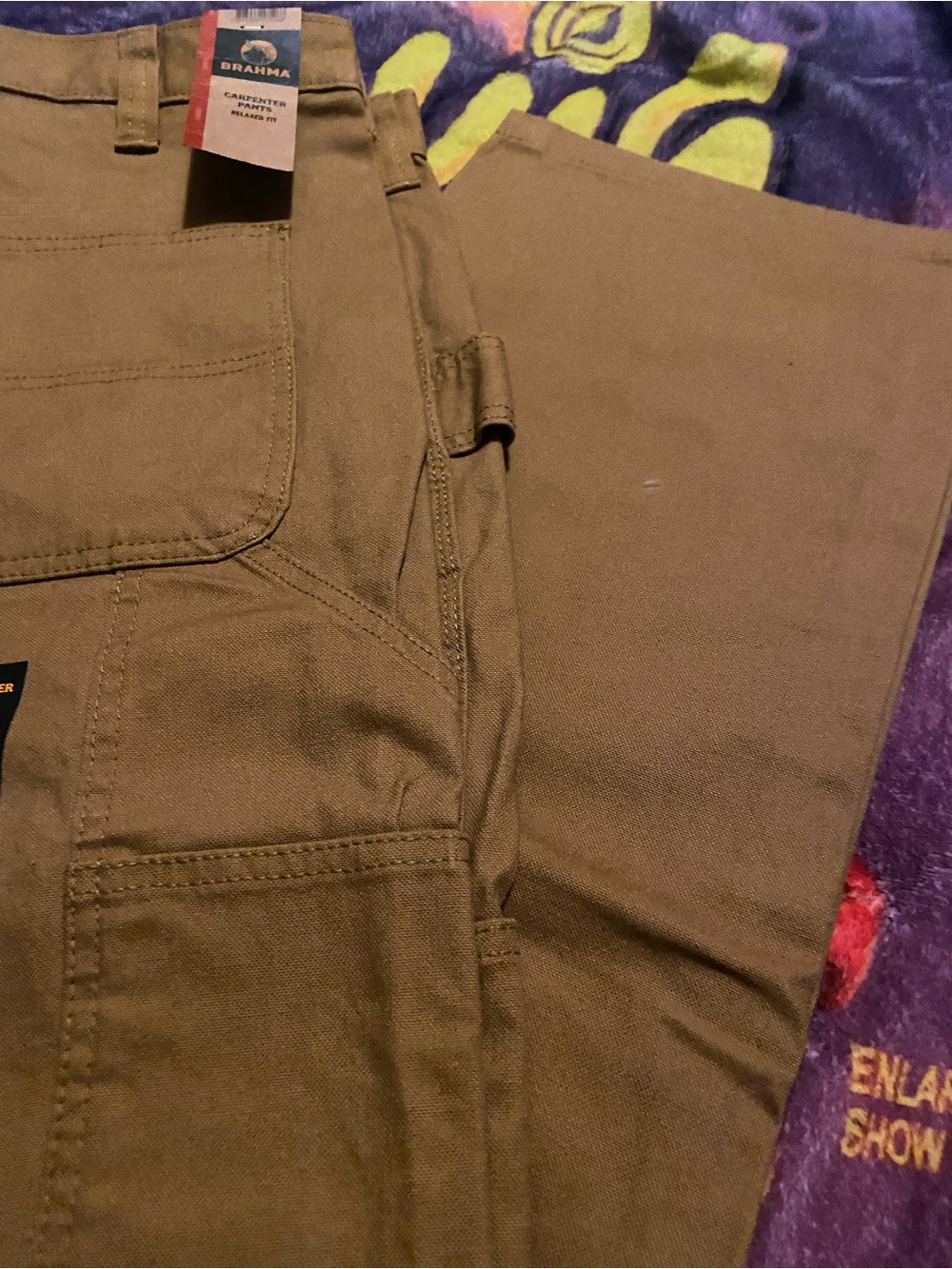 Brahma Men's Cargo Work Pants in Khaki Brown size 34x32